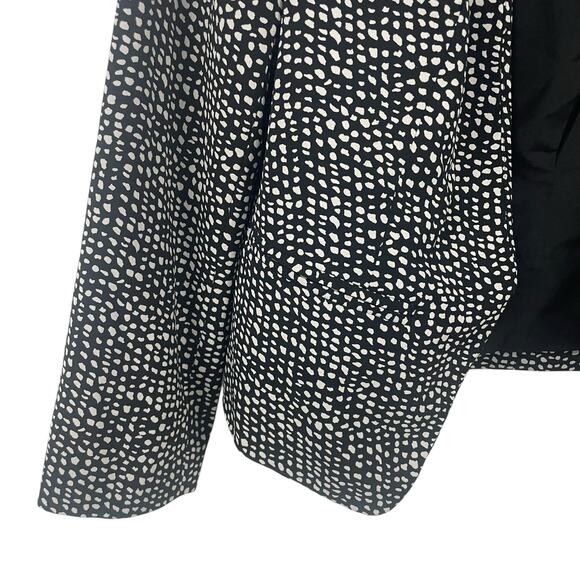 Ann Taylor Loft Open Front Blazer Jacket Black White Animal Print Womens Medium - Picture 2 of 5